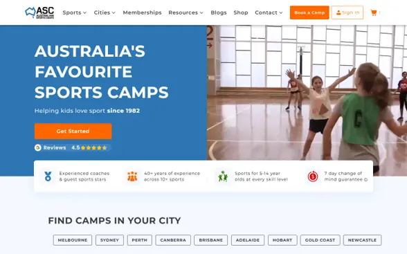 Australian Sports Camps Homepage