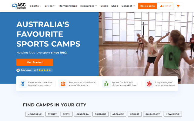 Australian Sports Camps Homepage